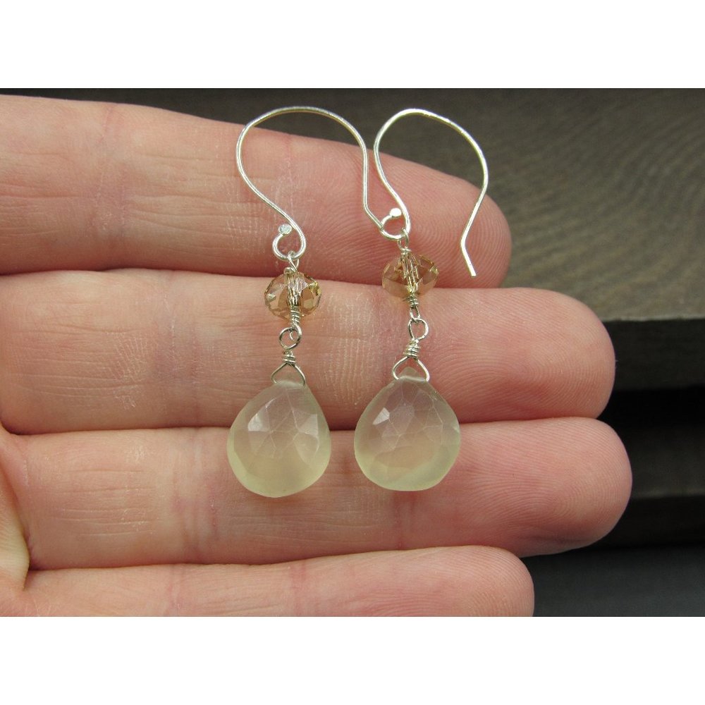 Sterling Silver Light Color Faceted Faux Stone Earrings Vintage Wedding